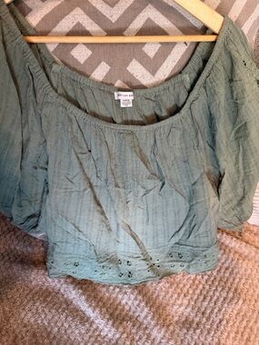 American Eagle Outfitters Olive Green Peasant Blouse